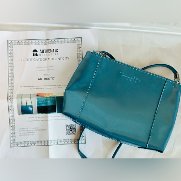 Christian Dior RARE Metallic Blue Leather Crossbody Bag with COA - Picture 3 of 16